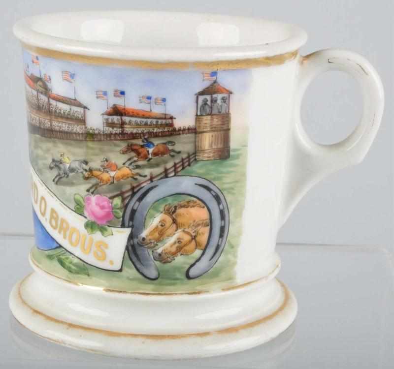 Appraisal: Jockey Shaving Mug Description Marked Edward O Brous across bottom