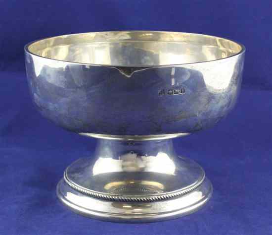 Appraisal: A George V silver presentation bowl of plain circular form