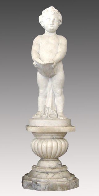 Appraisal: MARBLE SCULPTURE OF NUDE BOY READING ALOUD Circa signed G