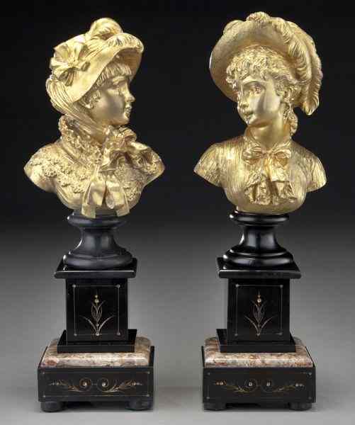 Appraisal: Pr Emile Guillemin gilt busts retailed by Tiffanyand Co the