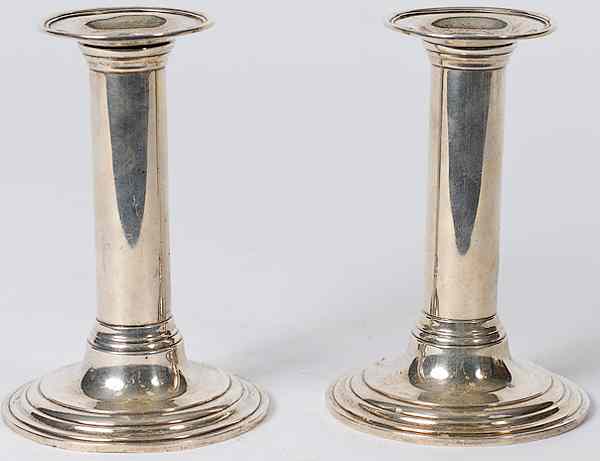 Appraisal: Tiffany Co Sterling Candlesticks American a pair of weighted sterling