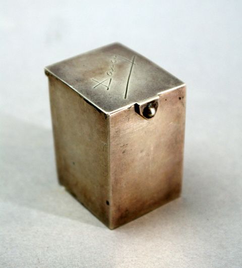 Appraisal: An unusual miniature sterling silver box London with a fitted