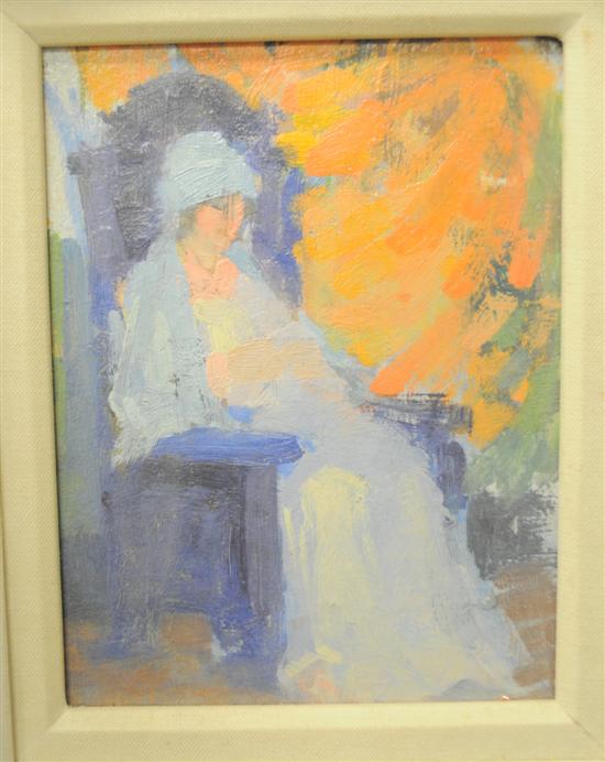 Appraisal: Oil on wood panel ''Sketch of Betty Gloucester'' inscribed verso