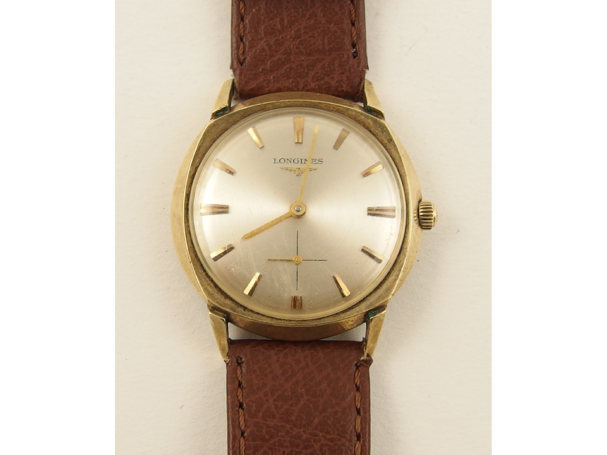 Appraisal: A gents retro manual Longines gold plated watch