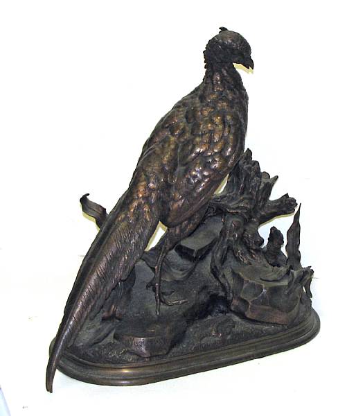 Appraisal: A patinated bronze study of pheasant after a model by