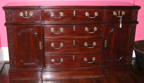 Appraisal: Pair of Georgian Style Mahogany Credenzas with drawers with Brass