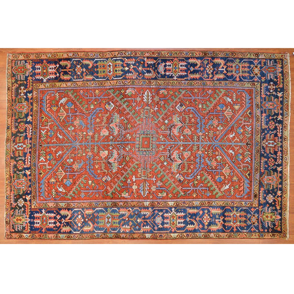 Appraisal: Semi-Antique Heriz Rug Persia x Second quarter- th century hand-knotted