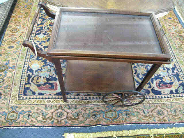 Appraisal: Mahogany Tea Cart lift off glass top