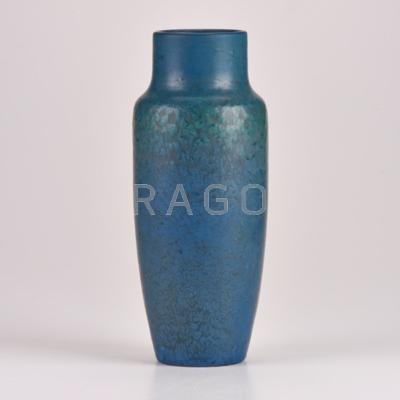 Appraisal: HAMPSHIRE Vase with mottled mat teal glaze Marked x dia