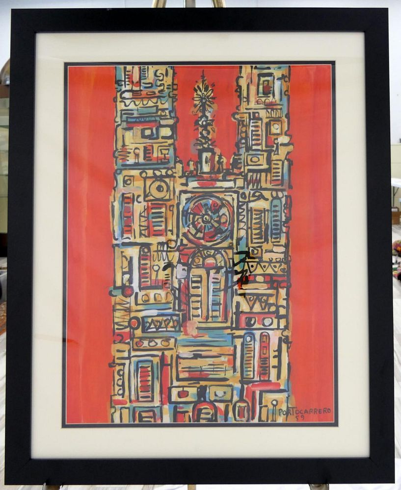 Appraisal: RENE PORTOCARRERO - GOUACHE ON PAPER Attributed to Cuban painter