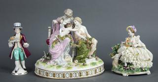 Appraisal: Lot of Continental porcelain figural groups Lot of Continental porcelain