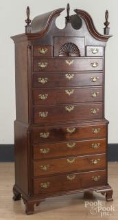 Appraisal: Bench made Chippendale style walnut chest on chest by S