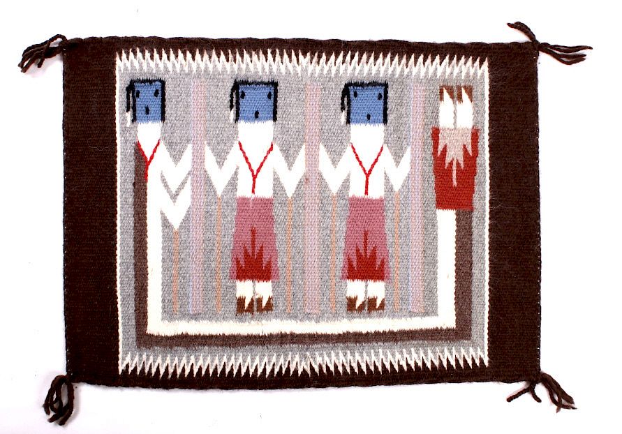 Appraisal: Rainbow Guardian Yei Navajo Woven Wool Rug For your consideration