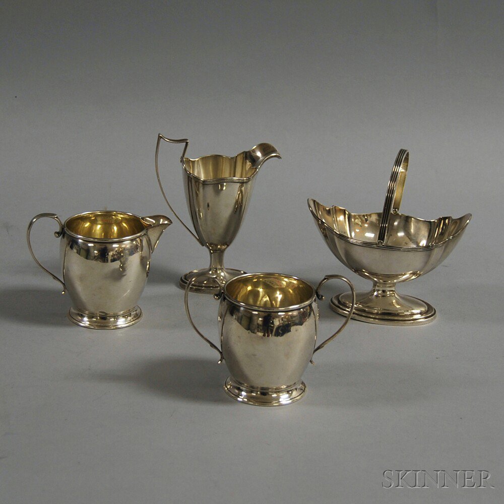 Appraisal: Two Sterling Silver Creamer and Sugar Sets a Gorham helmet-form