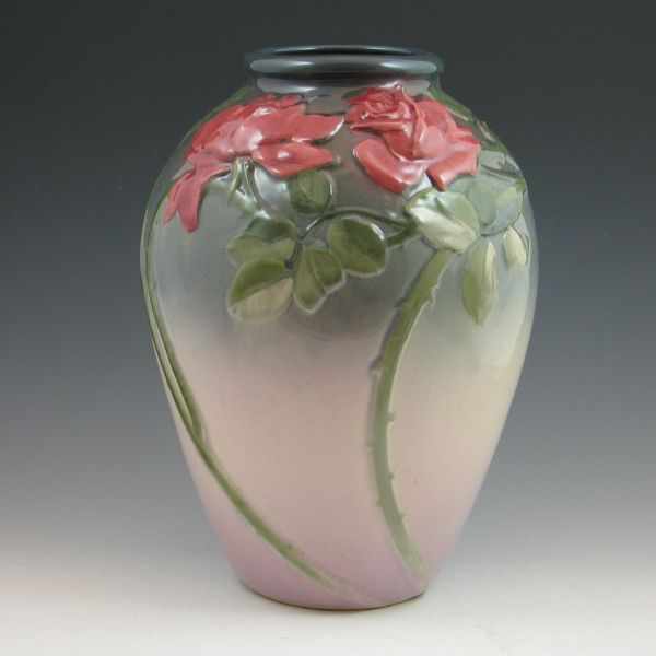 Appraisal: Large Weller Etna vase with bold rose decoration Marked Weller