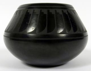 Appraisal: ALICE RUBER SANTA CLARA BLACK POTTERY BOWL ALICE RUBER SANTA