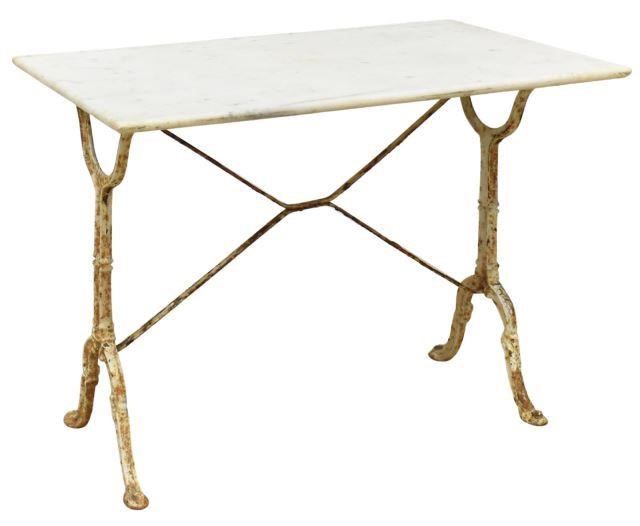 Appraisal: French Parisian bistro table early th c marble top cast