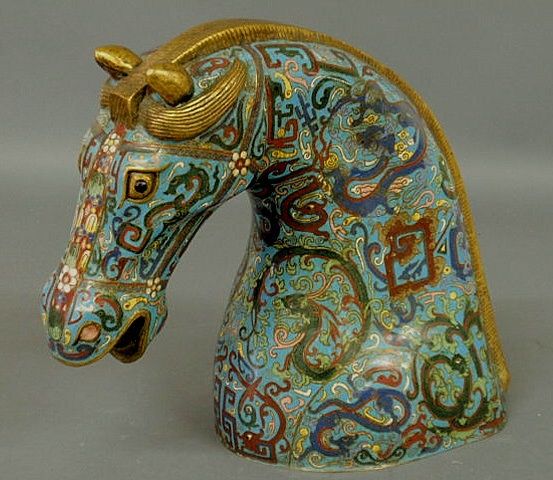 Appraisal: Colorful cloisonn horse head th c h x w x