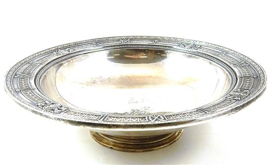 Appraisal: STERLING International Sterling footed bowl Neo-Classical motifs throughout including repouss