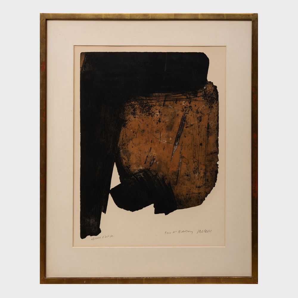 Appraisal: Pierre Soulages b Eau-fort XIV Etching in colors on wove