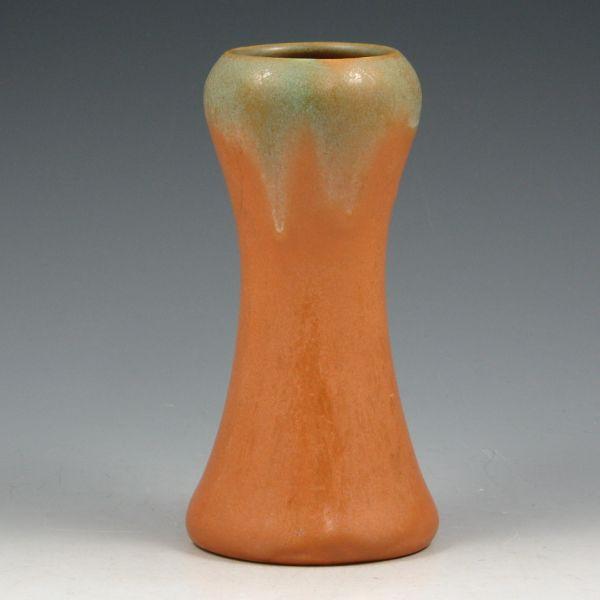 Appraisal: Muncie corset vase in Matte green over Pumpkin Marked with