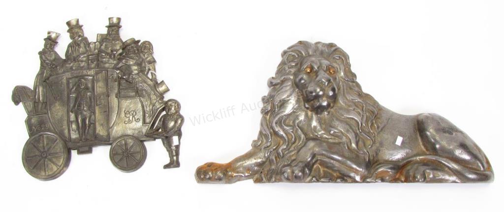 Appraisal: A cast iron lion-motif door stop h and a cast