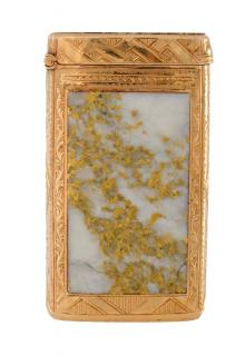 Appraisal: Solid Gold Gold Quartz Inlaid Match Safe Dated Top of