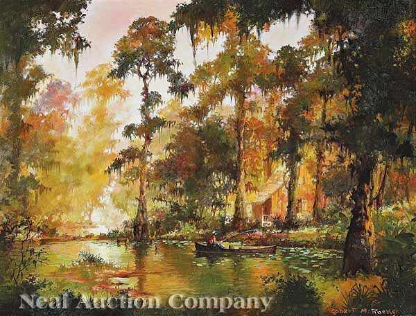 Appraisal: Robert M Rucker American Louisiana - Fishing Cabin oil on