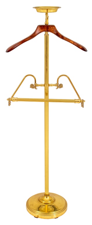 Appraisal: EDWARDIAN STYLE MENS' BRASS VALET STAND Edwardian style mens' brass