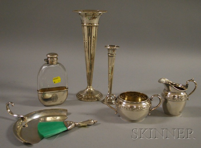 Appraisal: Group of Sterling Tableware two weighted trumpet vases cream and