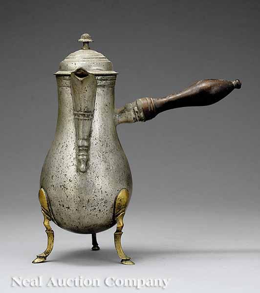 Appraisal: A Continental Pewter Coffee Pot c possibly Strasbourg marked FIN