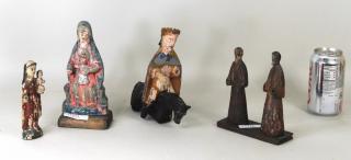 Appraisal: Four Carved Polychromed Santos Figures Four carved and polychromed Santos