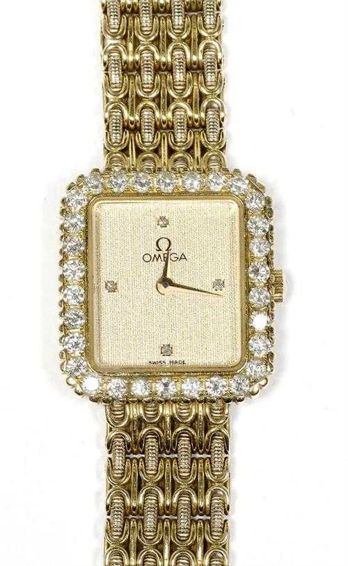 Appraisal: BRILLIANT-CUT DIAMOND LADY'S WRISTWATCH OMEGA s Yellow gold g Ref