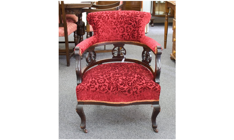 Appraisal: Victorian Tub Chair Red Upholstered Backrest Arms And Seat Height