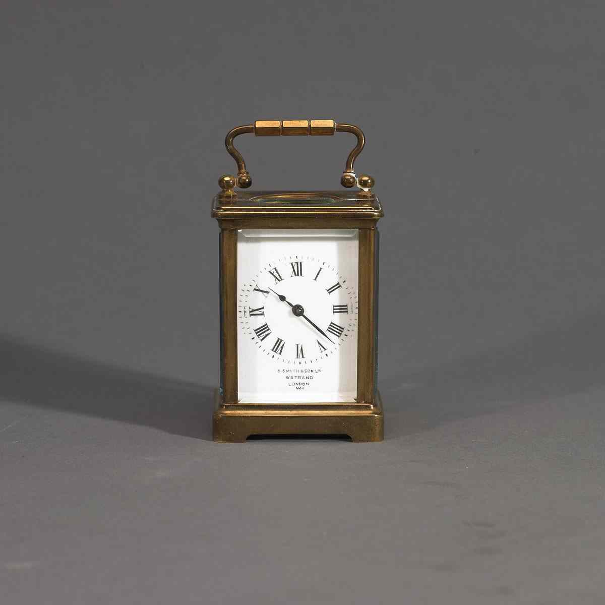 Appraisal: Small French Gilt Brass Carriage Timepiece c of traditional design