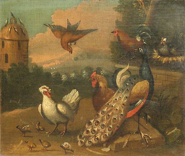 Appraisal: Follower of Marmaduke Craddock A group of birds including a