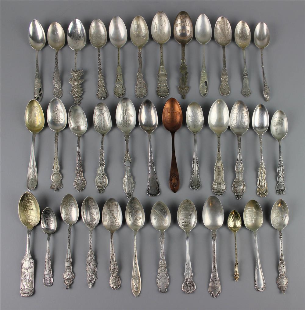 Appraisal: GROUP OF AMERICAN SILVER SOUVENIR SPOONS late th-early th Century