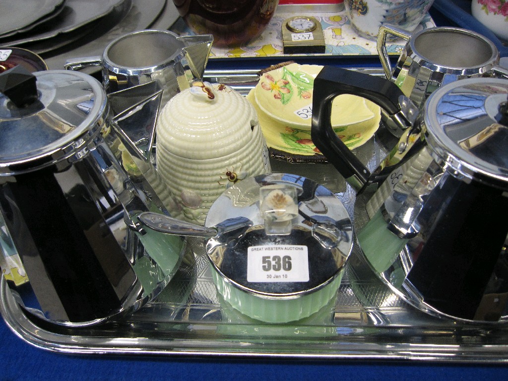 Appraisal: Lot comprising an Art Deco style tea service on tray