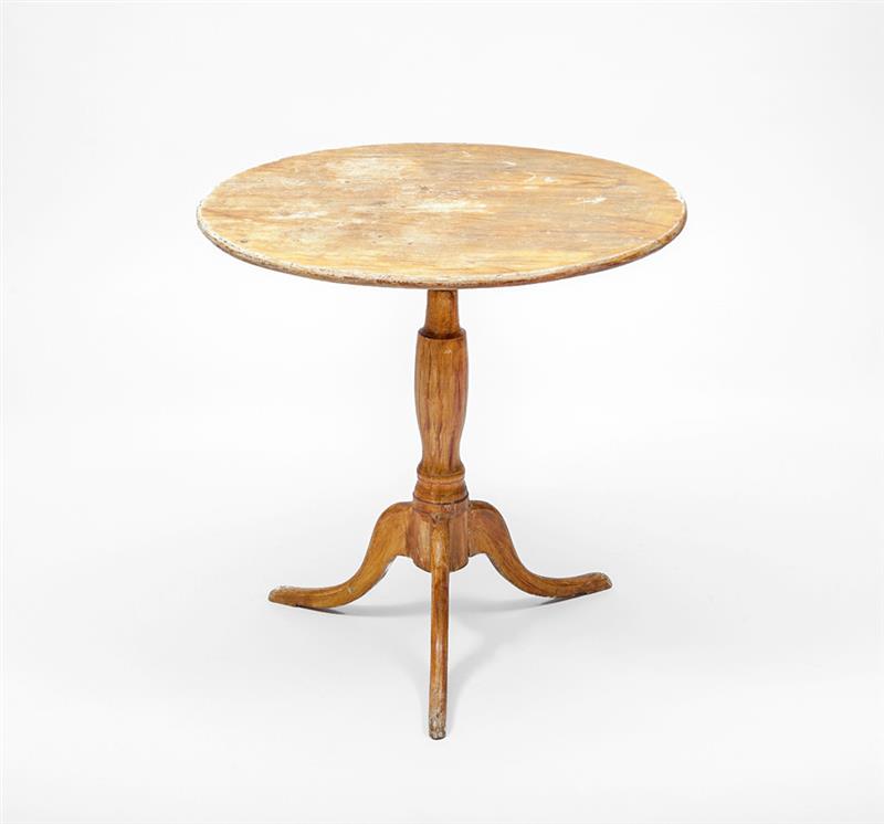 Appraisal: Continental Pine Grain-Painted Tripod Tea Table With fixed top x