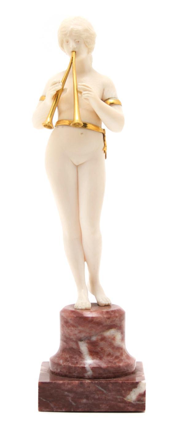 Appraisal: n Ivory Bronze and Marble Figure depicting a female nude