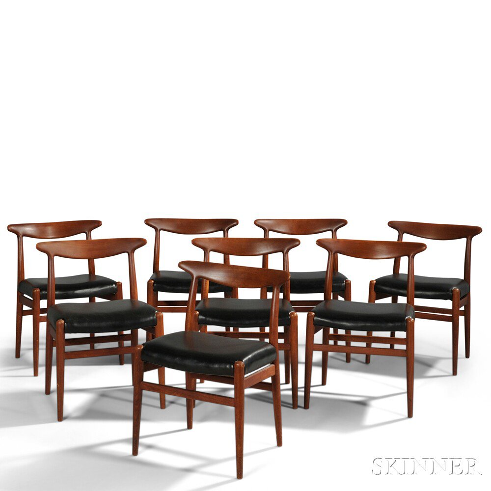 Appraisal: Eight Hans Wegner Dining Chairs Teak upholstery C M Madsens