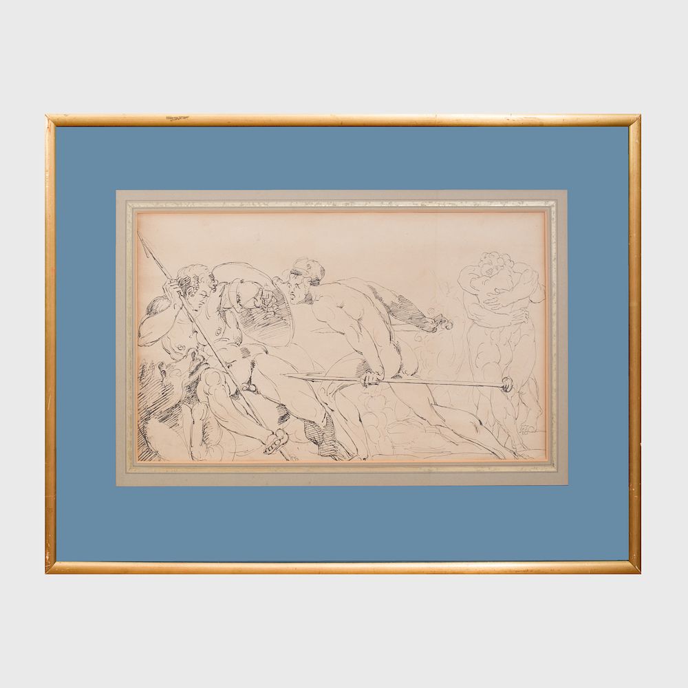 Appraisal: Attributed To Prince Hoare - Mythological Battle of Gods Pencil