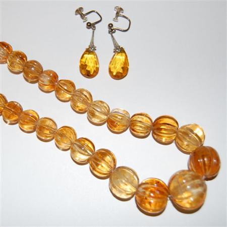 Appraisal: A collection of citrine jewellery to include a necklace and