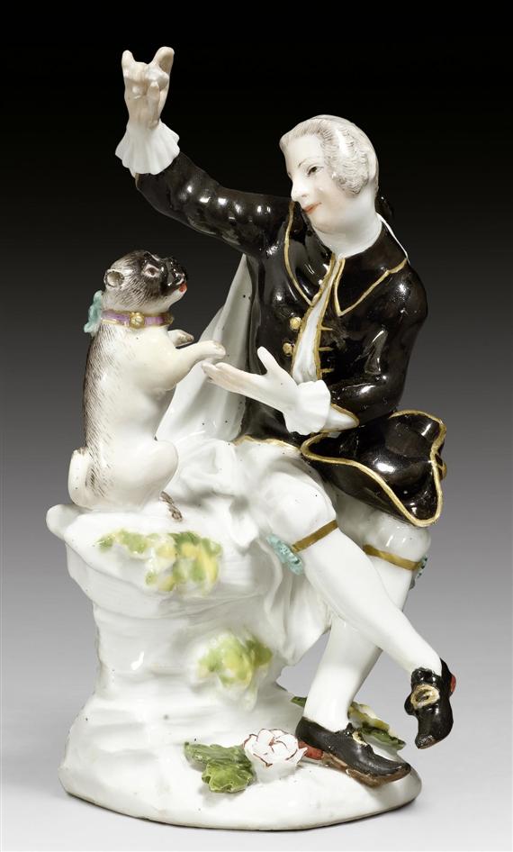 Appraisal: GENTLEMAN WITH MOPS MEISSEN CIRCA Model Friedrich Eberlein or J