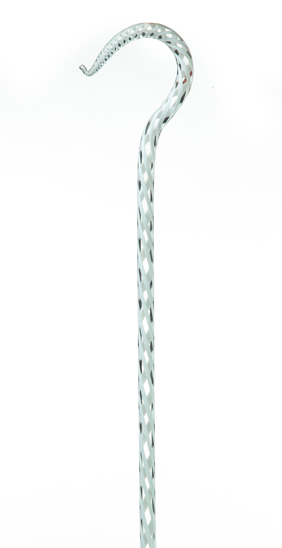 Appraisal: GLASS CANE American ca Shepherd's crook-style in clear and white