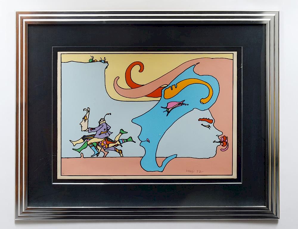 Appraisal: PETER MAX German American Born Two Faces Signed Max dated