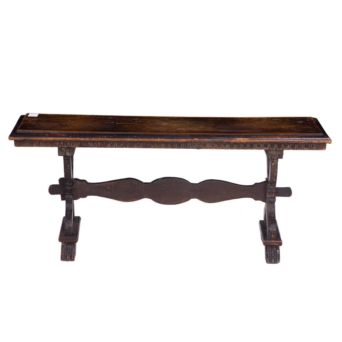 Appraisal: ITALIAN TUSCAN WALNUT BENCH Italian Tuscan walnut bench having a