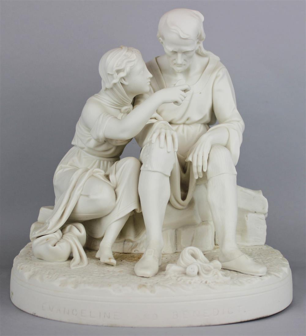 Appraisal: PARIAN GROUP EVANGELINE AND BENEDICT ca after W B Kirk