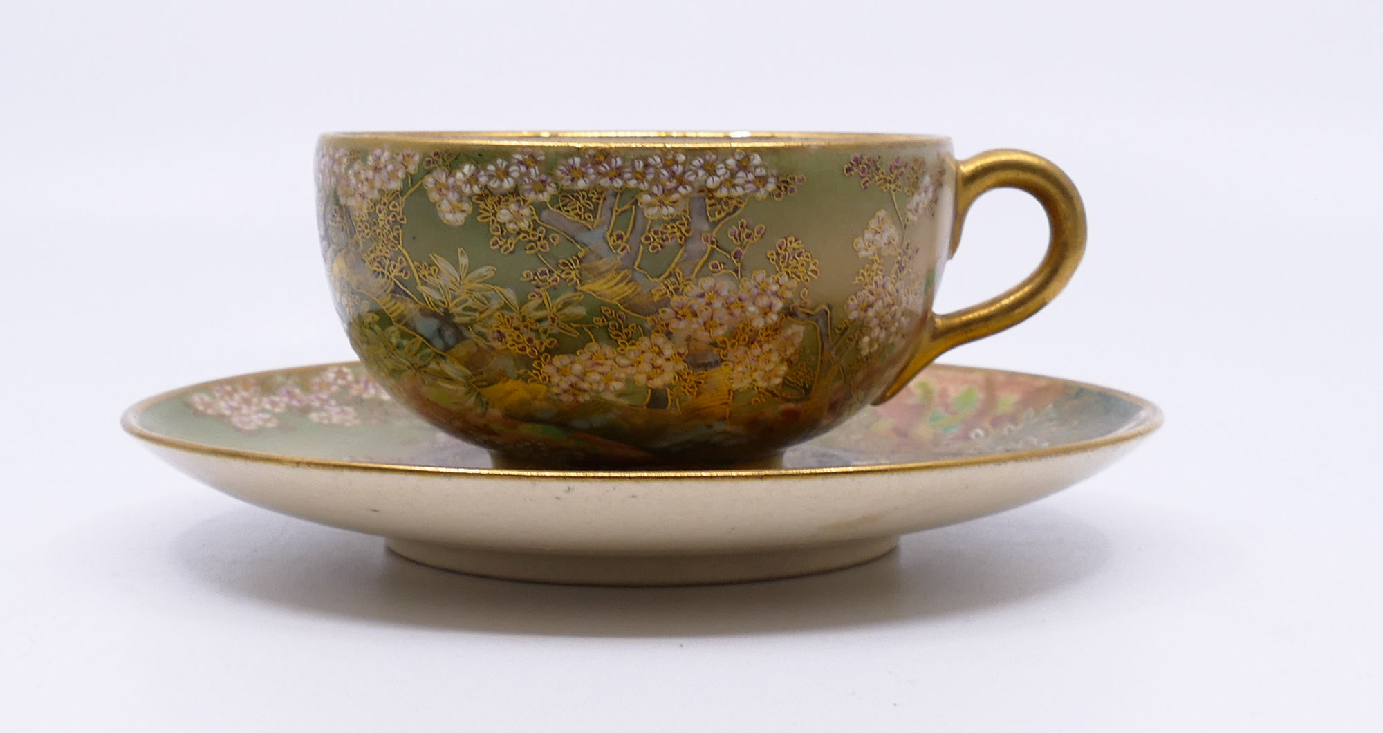 Appraisal: Japanese Satsuma Cherry Blossom Cup Saucer- ''