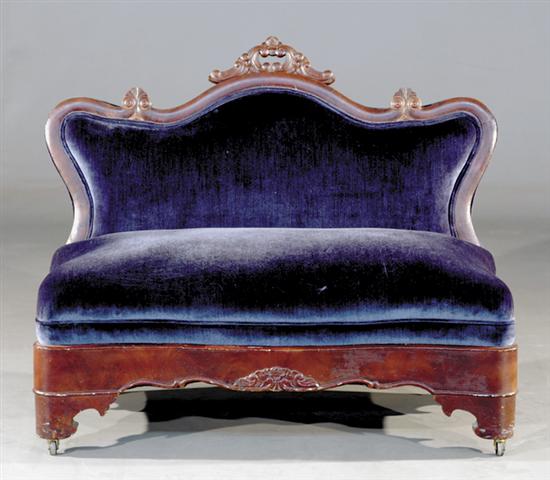 Appraisal: Transitional Empire petticoat seat circa shaped back with pierced pediment